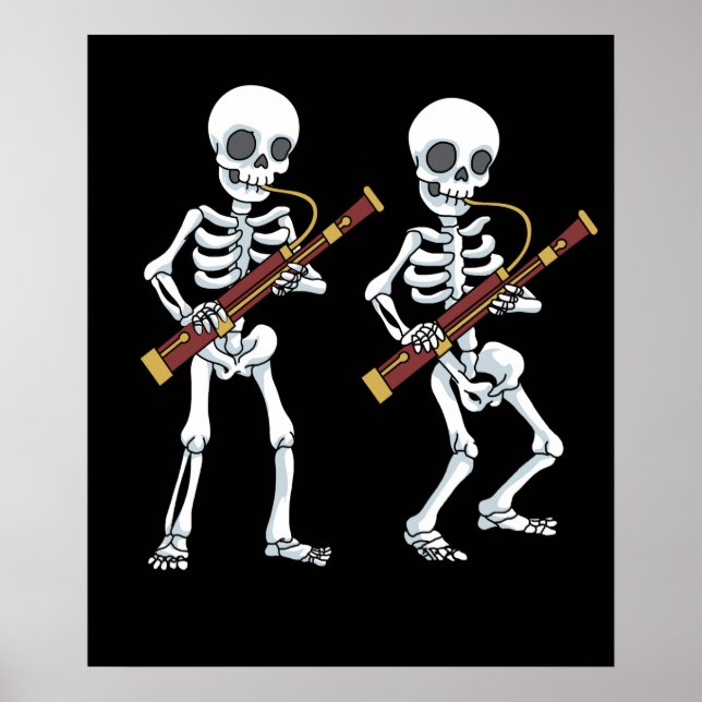 Skeleton Bassoon Band Player Bassoonist Poster (Front)