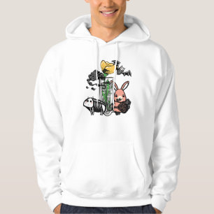 Skeleton Bat & Pink Bunny Zen Garden Art Hoodie