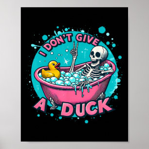 Skeleton Bath Humour Rubber Duck Funny Halloween Poster