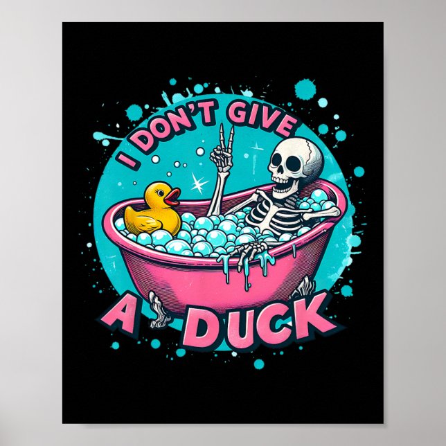 Skeleton Bath Humour Rubber Duck Funny Halloween  Poster (Front)