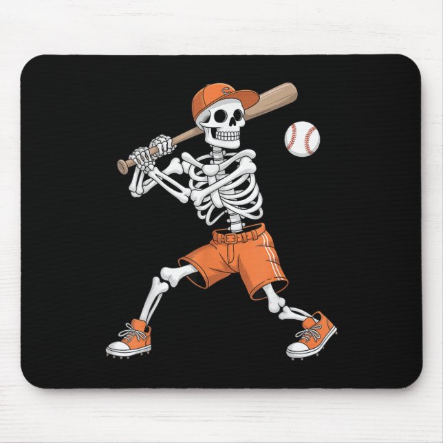 Skeleton Batting Baseball Halloween  Mouse Mat (Front)