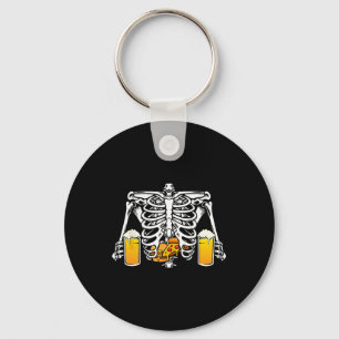 Skeleton Beer Lover Hamburger Pizza Xray Halloween Key Ring