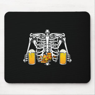 Skeleton Beer Lover Hamburger Pizza Xray Halloween Mouse Mat