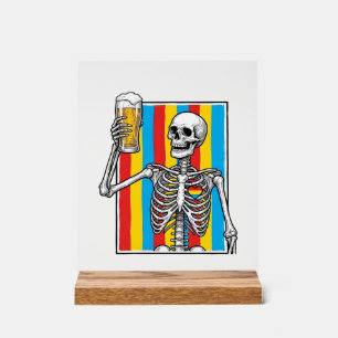 Skeleton Beer Rainbow Vintage Engraving Shirt_1 Acrylic Sign