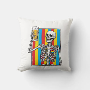 Skeleton Beer Rainbow Vintage Engraving Shirt_1 Cushion