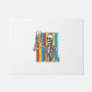 Skeleton Beer Rainbow Vintage Engraving Shirt_1 Doormat