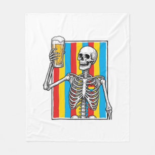Skeleton Beer Rainbow Vintage Engraving Shirt_1 Fleece Blanket