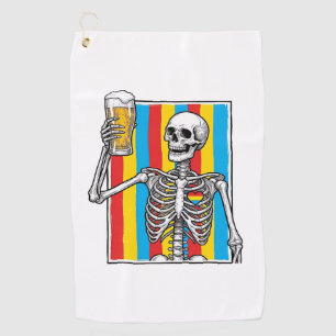 Skeleton Beer Rainbow Vintage Engraving Shirt_1 Golf Towel