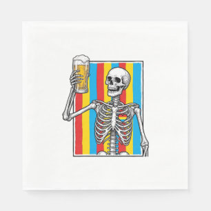 Skeleton Beer Rainbow Vintage Engraving Shirt_1 Napkin
