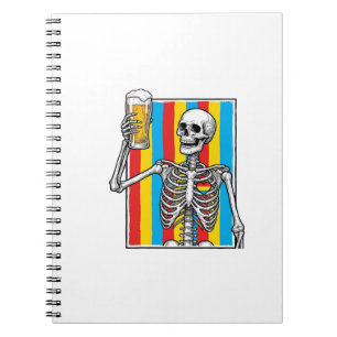 Skeleton Beer Rainbow Vintage Engraving Shirt_1 Notebook