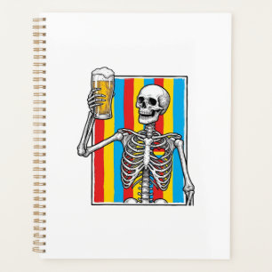 Skeleton Beer Rainbow Vintage Engraving Shirt_1 Planner