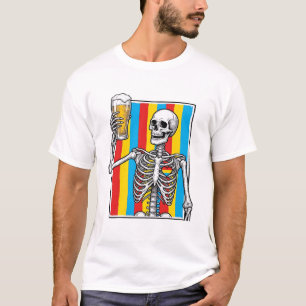 Skeleton Beer Rainbow Vintage Engraving Shirt_1 T-Shirt