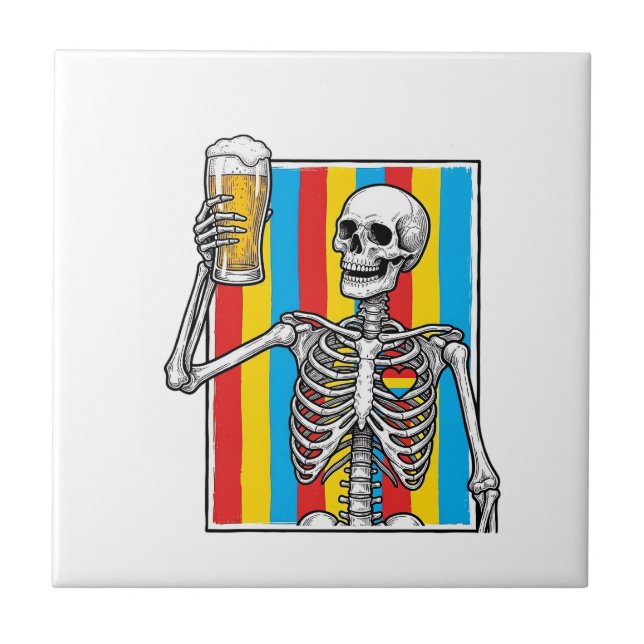 Skeleton Beer Rainbow Vintage Engraving Shirt_1 Tile (Front)