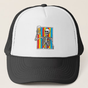 Skeleton Beer Rainbow Vintage Engraving Shirt_1 Trucker Hat