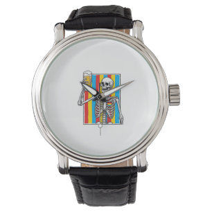 Skeleton Beer Rainbow Vintage Engraving Shirt_1 Watch