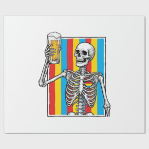 Skeleton Beer Rainbow Vintage Engraving Shirt_1 Wrapping Paper