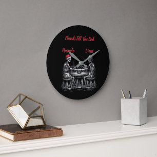 Skeleton Best Friends Cheers Large Clock