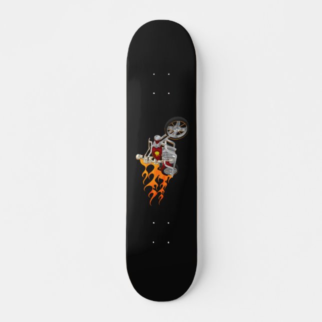 Skeleton Bike Rider With Flames: Skateboard (Front)