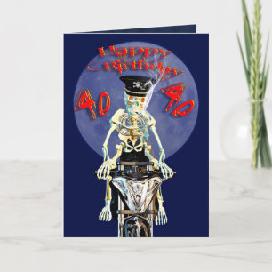 Skeleton biker 40th birthday card