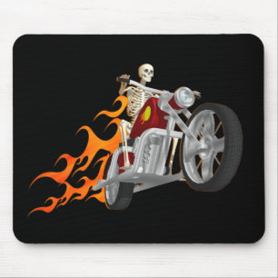 Skeleton Biker & Flames: Mouse Mat