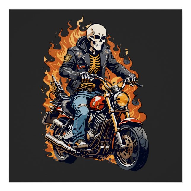 Skeleton Biker | Motorcycle Lover | Cycling Top Poster (Front)