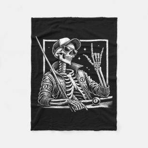 Skeleton Billiards Birthday Halloween Mens Womens Fleece Blanket