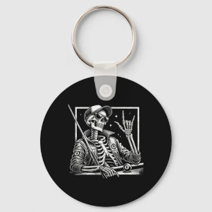 Skeleton Billiards Birthday Halloween Mens Womens Key Ring