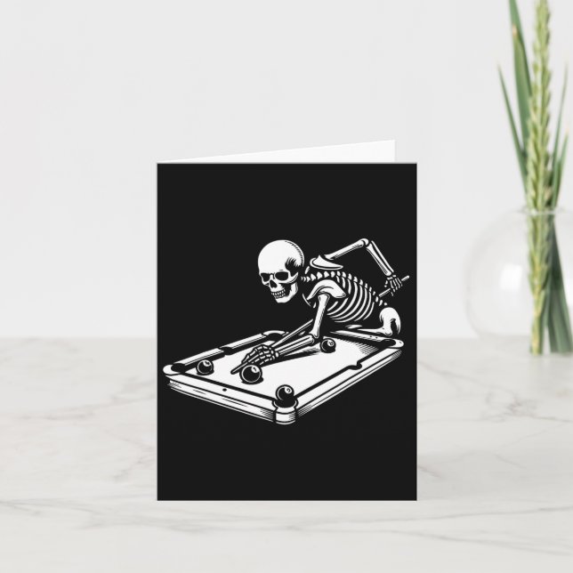 Skeleton Billiards Halloween Pool Snooker Billiard Card (Front)