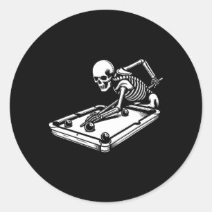 Skeleton Billiards Halloween Pool Snooker Billiard Classic Round Sticker