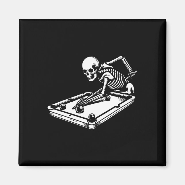 Skeleton Billiards Halloween Pool Snooker Billiard Magnet (Front)