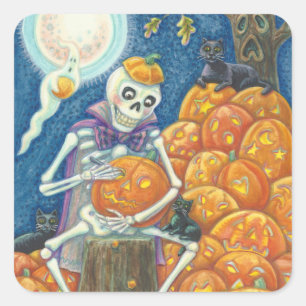 SKELETON, BLACK CATS CARVING JACKS, STICKERS SHEET