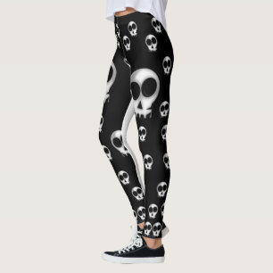 skeleton black white leggings teenager long