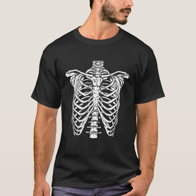 Skeleton Bones Rib Cage Halloween Cool Family Cost T-Shirt (Front)