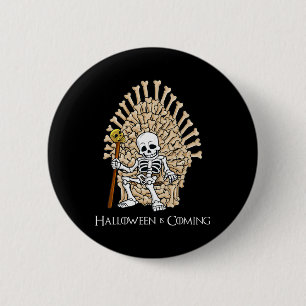 Skeleton Bones Throne Fun Halloween Boys Girls Kid 6 Cm Round Badge