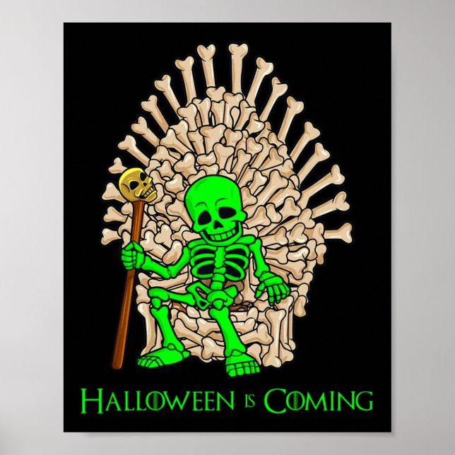 Skeleton Bones Throne Halloween  Poster (Front)
