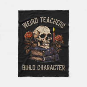 Skeleton Book Floral Skull Halloween Teacher Women Fleece Blanket