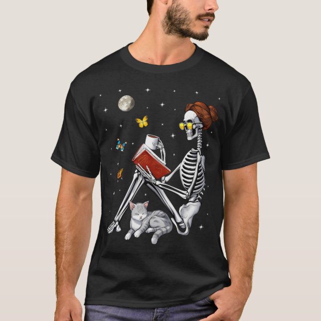 Skeleton Book Lover T-Shirt (Front)