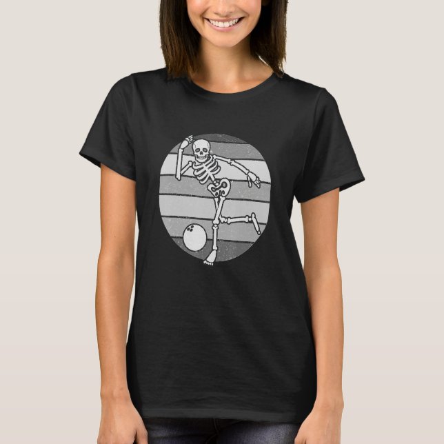 Skeleton Bowling Retro Bowler Gifts Funny Bowling  T-Shirt (Front)