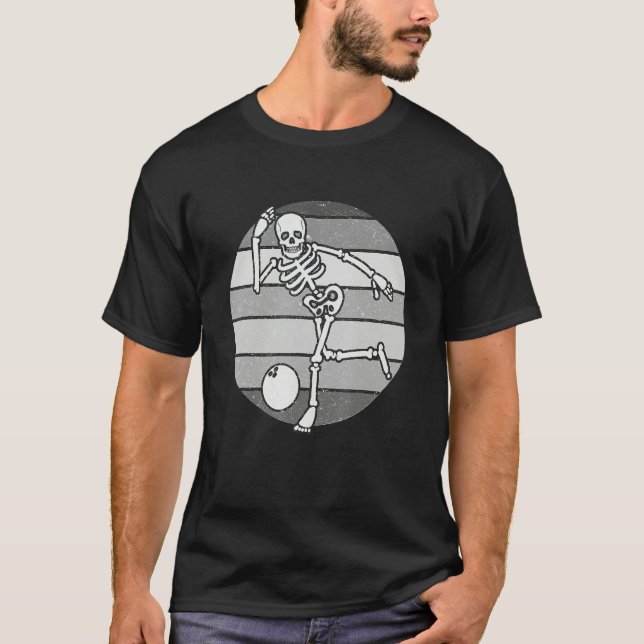Skeleton Bowling Retro Bowler Gifts Funny Bowling  T-Shirt (Front)