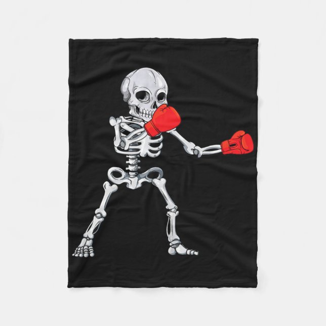 Skeleton Boxing Kickboxing Mma Halloween  Fleece Blanket (Front)