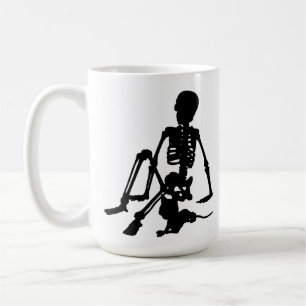 skeleton Boy and his pet cat silhouette art Coffee Mug