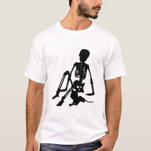 skeleton Boy and his pet cat silhouette art T-Shirt