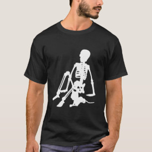 skeleton Boy and his pet cat silhouette art T-Shirt