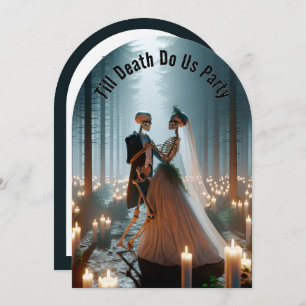 Skeleton Bride and Groom for Halloween Wedding  Invitation