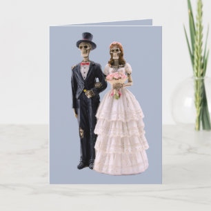 Skeleton bride and groom greeting card