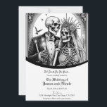 Skeleton Bride & Groom Black White Vintage Wedding Invitation<br><div class="desc">Customise any way you want.</div>