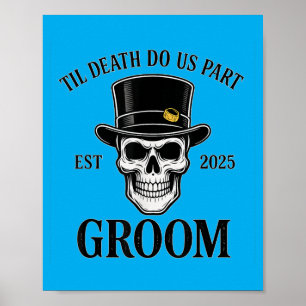 Skeleton Bride Groom Gothic Halloween Wedding Tee Poster