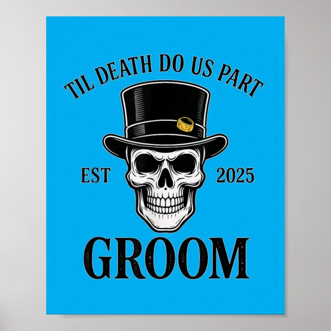Skeleton Bride Groom Gothic Halloween Wedding Tee Poster (Front)