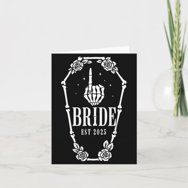 Skeleton Bride Groom Halloween Wedding Party Card (Front)