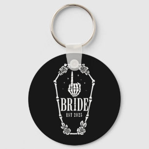 Skeleton Bride Groom Halloween Wedding Party Key Ring
